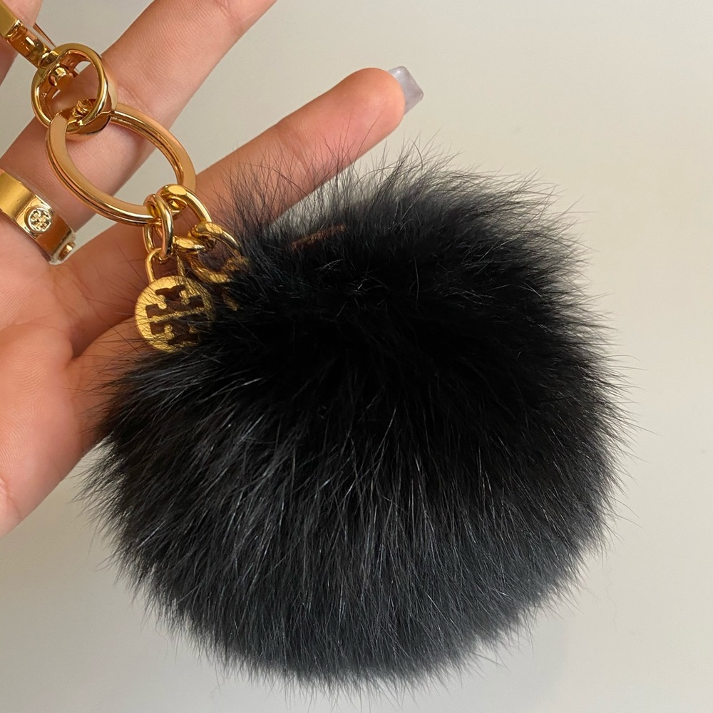 Tory Burch black Pom Pom keychain